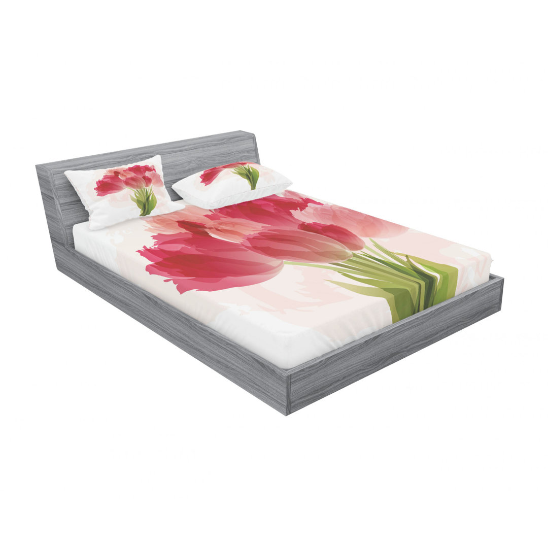 Microfiber Floral Sheet Set Ambesonne