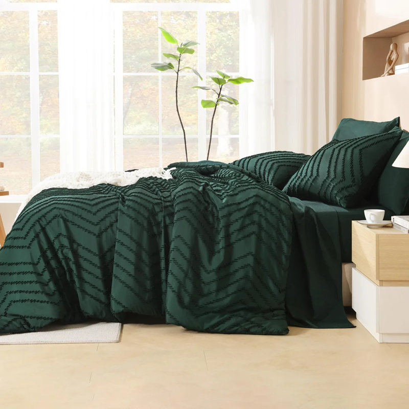 Ensemble d'édredon pour grand lit avec draps vert émeraude foncé Andency 7 pièces dans un sac Ensembles de literie complets avec édredon, draps, taies d'oreiller et taies décoratives