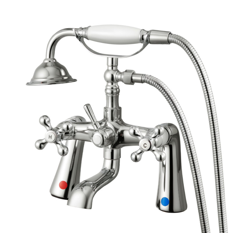 Clawfoot Tub Faucet, Deck Mount Bathtub Faucets with Handheld Shower, Vintage Polished Chrome Clawfoot Tub Filler Faucet Shower Kit with 360° Rotation Spout & 59-inch Long Hose for Bathtubs