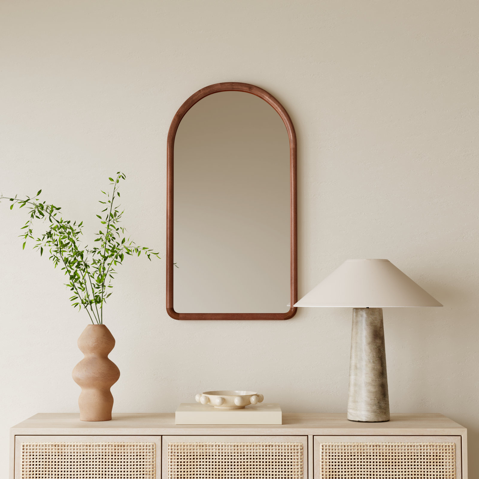 Brayson Wood Flat Mirror, Walnut Brown