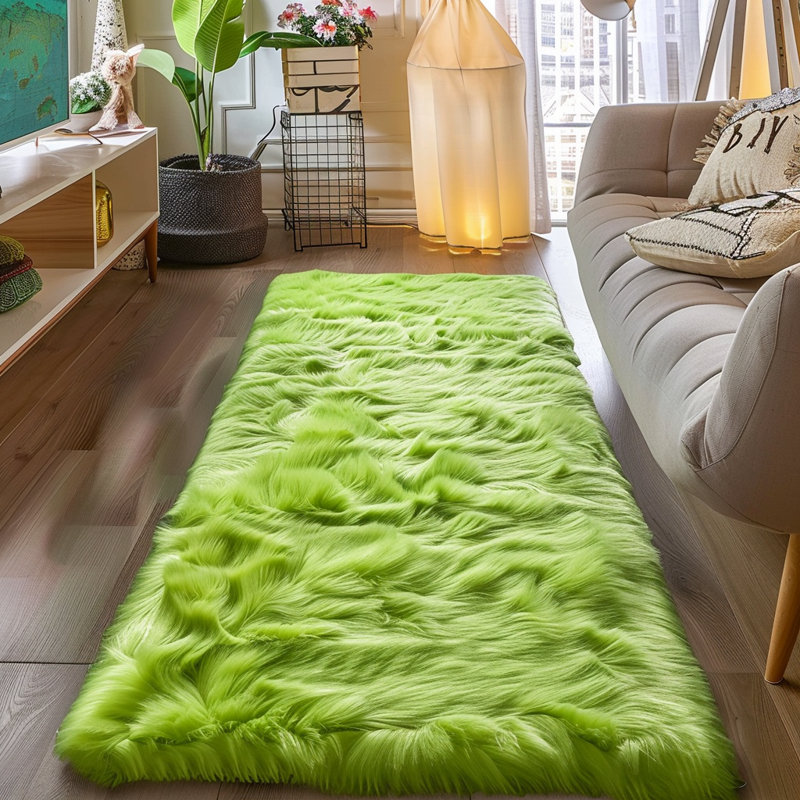 Aulis Faux Sheepskin Washable Indoor / Outdoor Rug, Runner 2' x 5'
