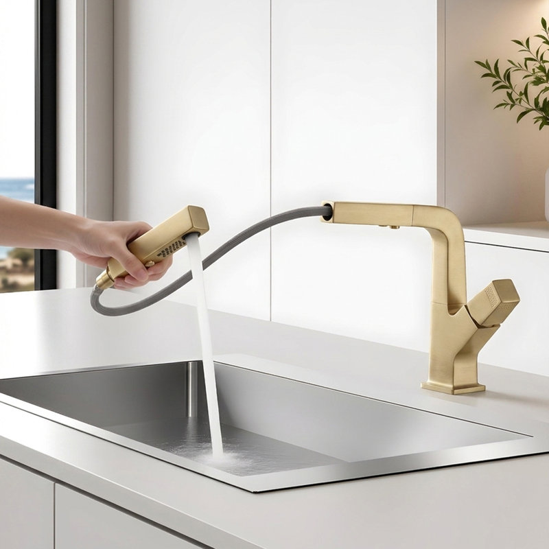 Single-Hole Single-Handle Bathroom Faucet, Brushed Gold