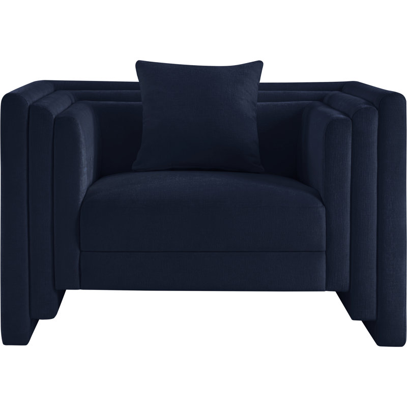 Jalice Chenille Fabric Upholstered Chair, Navy Chenille Fabric