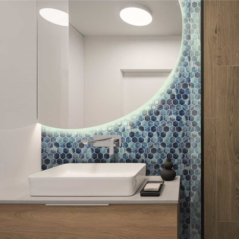15" X 12" Glass Mosaic Wall and Floor Tile, Blue