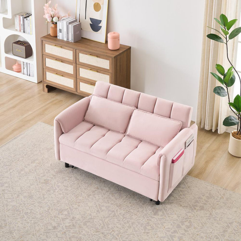53" sofa pullout bed, Pink