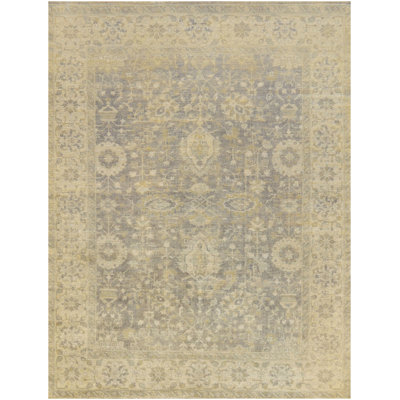 Tapis beige/bleu en laine