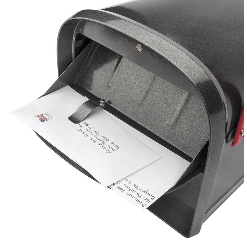 Extra Large Pewter Lockable Steel Post Mount Mailbox