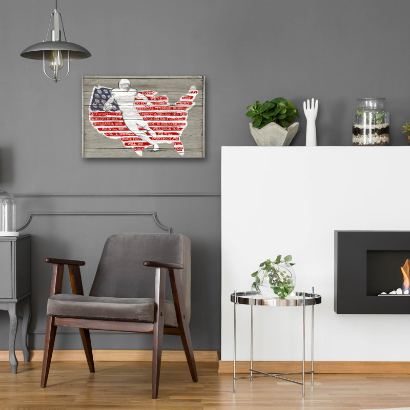  «Usa Flag And Runningback» par Art Licensing Studio, art mural en verre acrylique, 24 po x 16 po, H 16 po x l 24 po