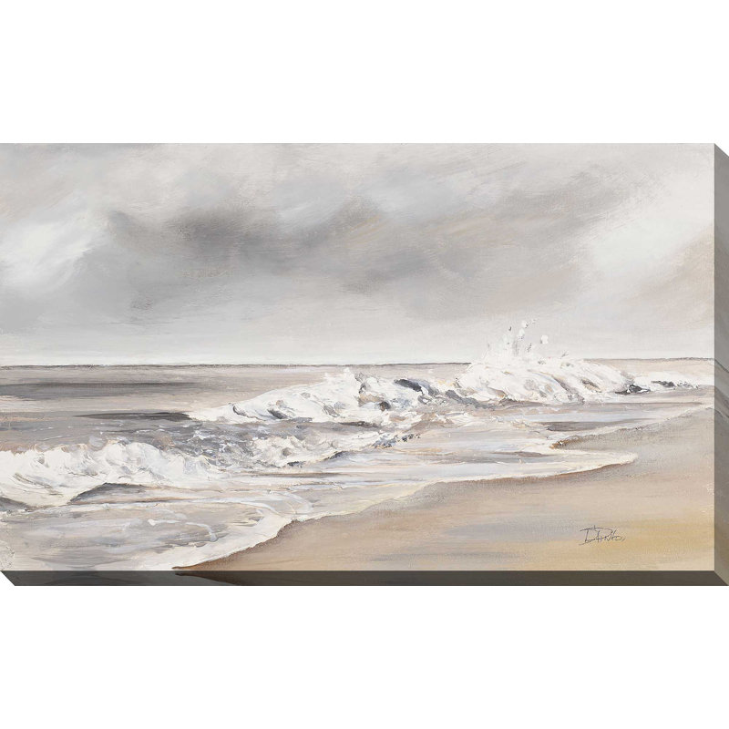 La Playa Al Atardecer - Peinture, L 30 po x H 18 po, Toile tendue