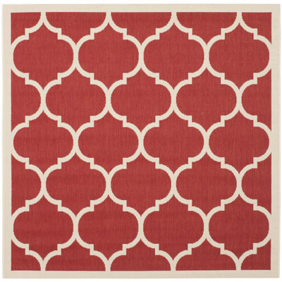 Tapis d'intérieur / extérieur à motif géométrique rouge / beige Arneshia
