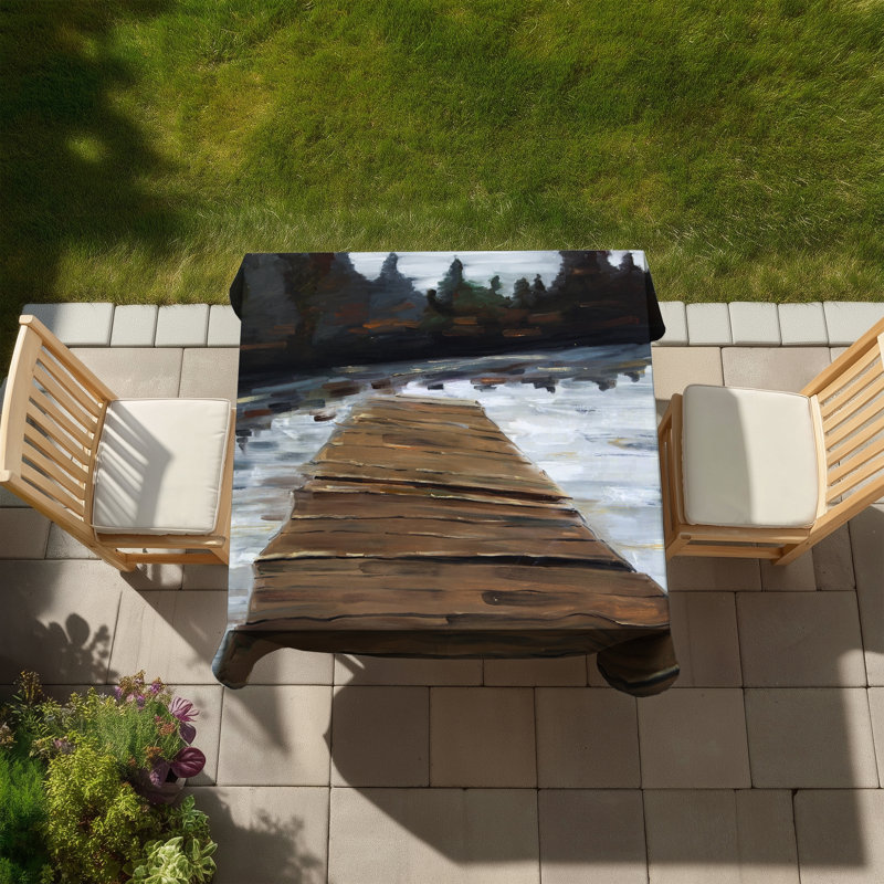 Dock and Lake Hygge White Indoor Outdoor Tablecloth | Home Decor