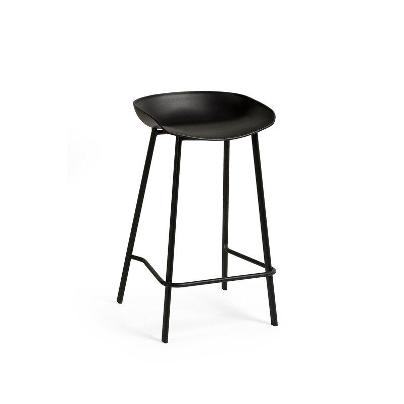Dragan Counter Stool with Metal Frame, Black