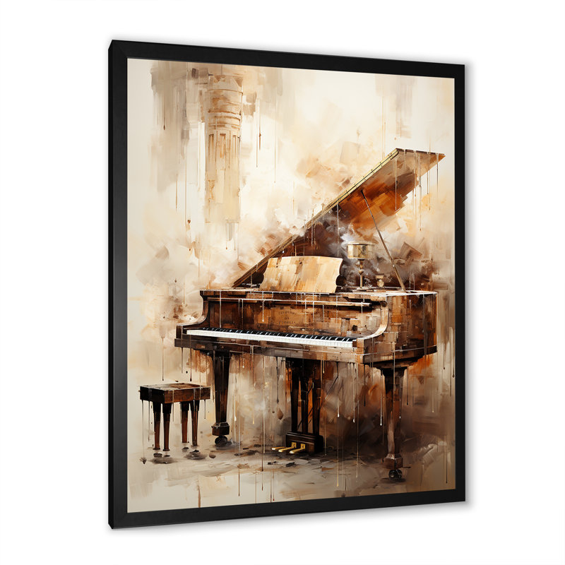 «Warm Melody Piano I - Music», art mural, Cadre photo noir simple, H 32 po x l 16 po x P 1 po