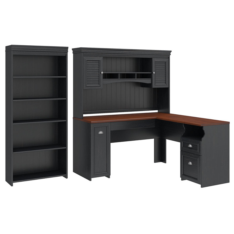 Huckins 3 Piece Computer Desk Office Set, Antique Black