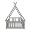 Lit simple de petite taille de style tipi avec garde-corps de sécurité-1962874470