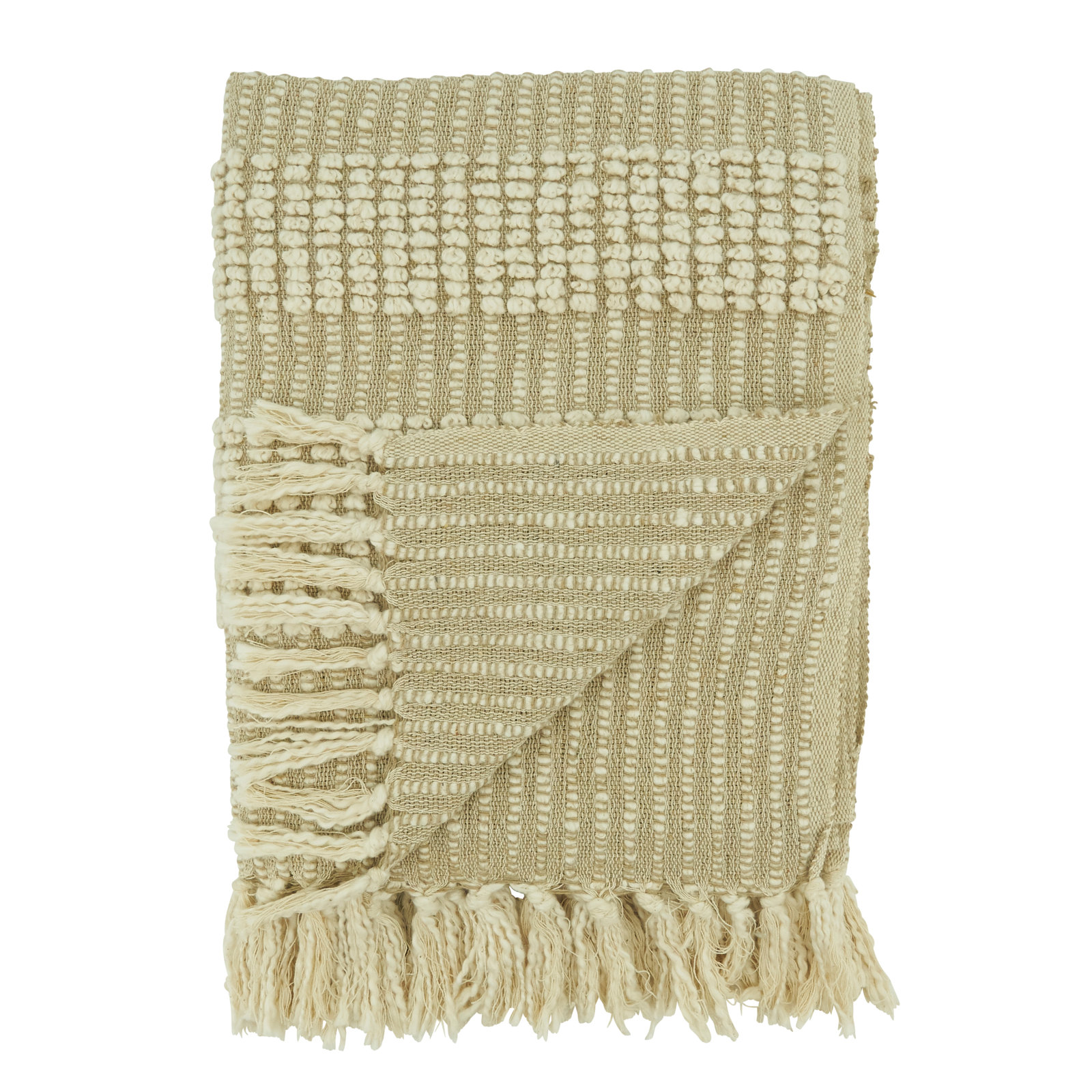 Cotton Hand Woven Throw Blanket, Natural