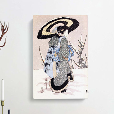 Girl In A Snow Storm by Utagawa Toyokuni - Wrapped Canvas Painting