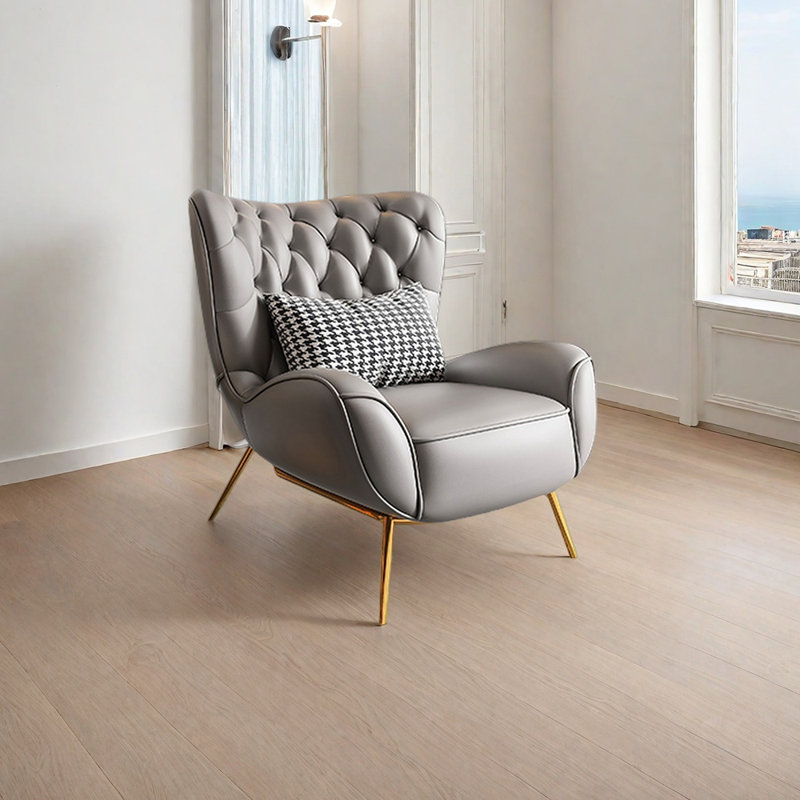 Fauteuil d'appoint en similicuir Luxe, Gris clair