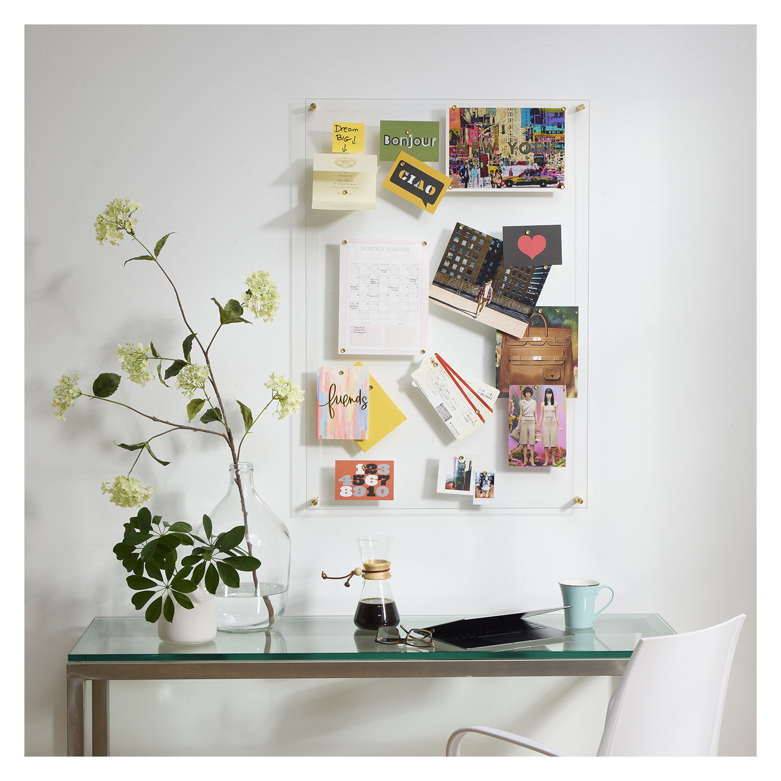 Easy Change Memo Board + Magnets, Gold, 21" x 27"
