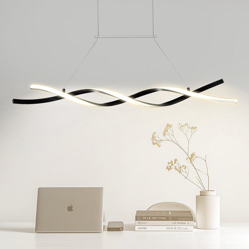 Modern Black and Crystal LED Pendant Light with Adjustable Ropes