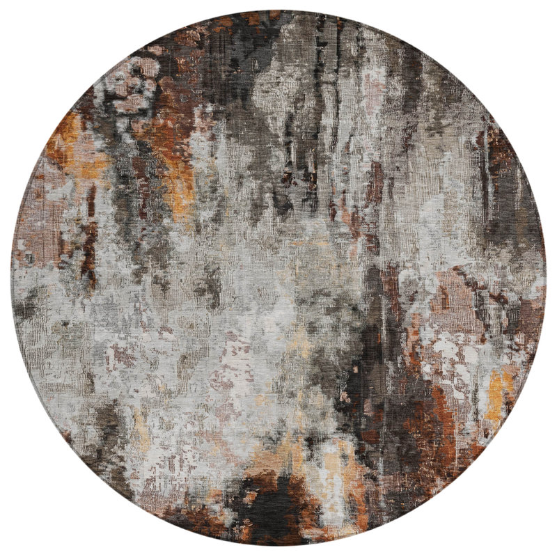 Verentha Gray Washable Indoor-Outdoor Rug - LOOMLAN, 8' x 8'