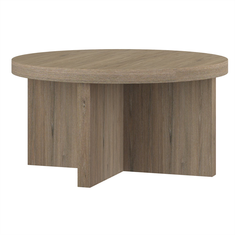 Adey Pedestal Coffee Table, Antiqued Grey Oak
