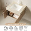 Meuble-lavabo et lavabo de luxe de 61 cm (24 po) pour salle de bain familiale moderne, meuble-lavabo suspendu de style milieu du siècle, meuble-lavabo en pierre frittée