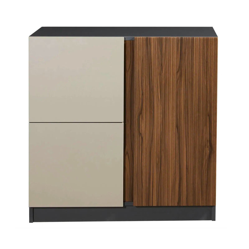 Versatile Multi-Purpose Cabinet, Anthracite & Walnut, 35.4 x 35.4 x 18.5 inches | 100% Melamine Coated Chipboard, 0.8 mm PVC Edgebanding, MDF Doors with 0.35 mm Membrane Coating | Stylish Storage Solution for Home & Office