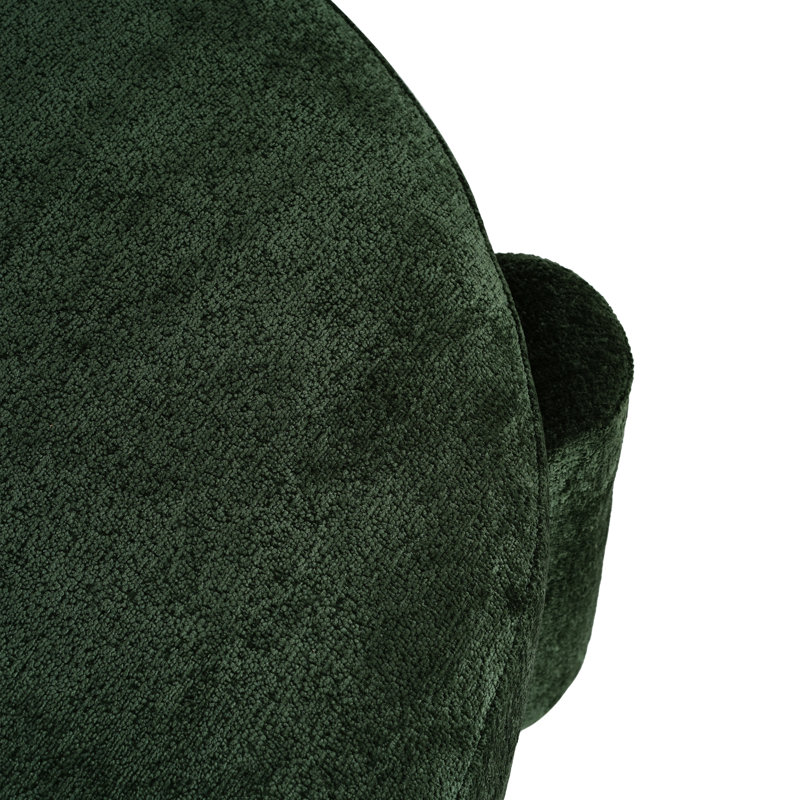 Lina Contemporary Fully Upholstered Round Ottoman With Sculptural Tube Legs, Green Velvet