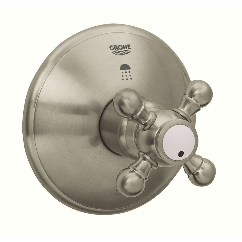 Geneva®  Three Port Diverter Trim with Cross Handle, Brushed Nickel