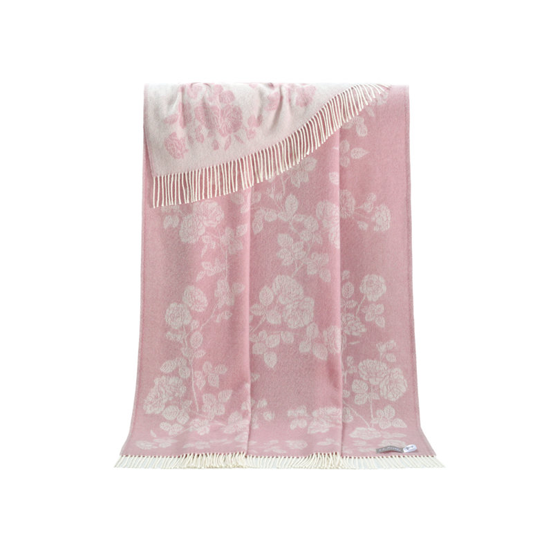 Pink Roses Merino Wool Throw