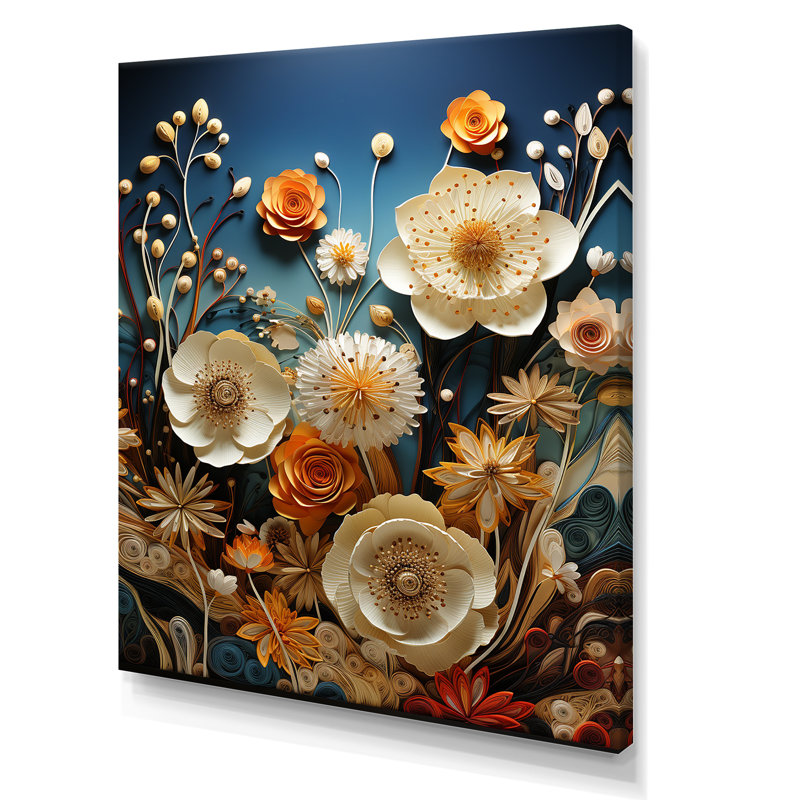 Reproduction sur toile de prairies florales surréelles, Toile tendue, H 44 po x l 34 po x P 1,5 po