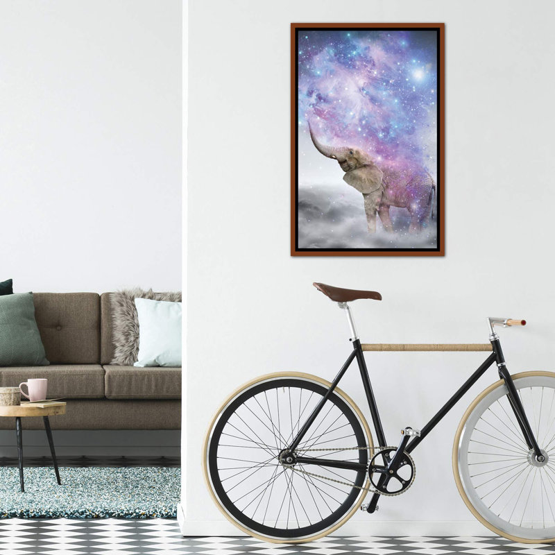«Elephant - Dust Galaxy» par Soaring Anchor Designs - impression d'art graphique, H 40 po x l 26 po x P 1,5 po, Pas de tapis