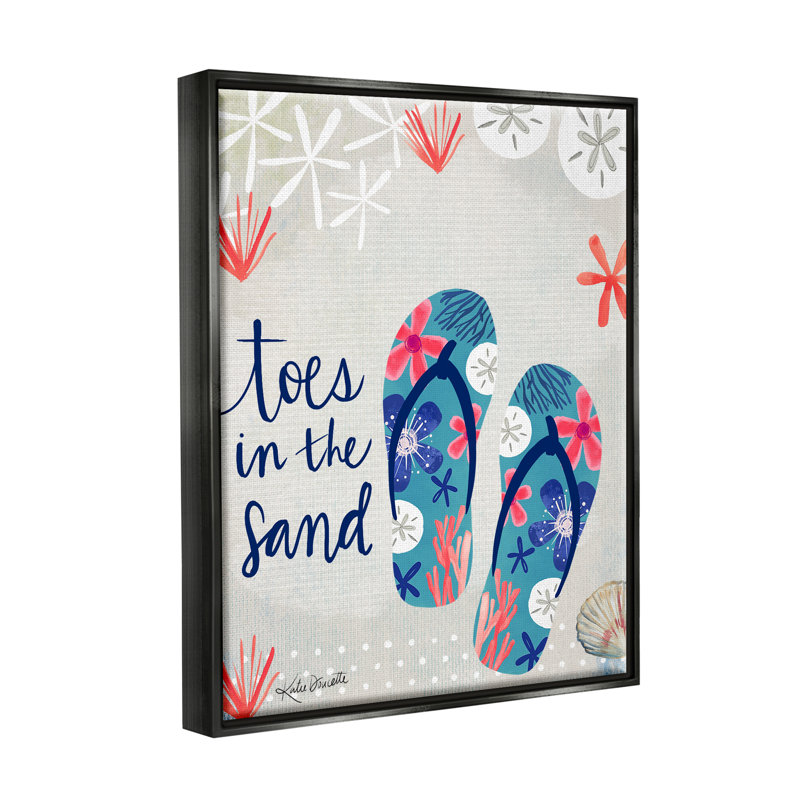 Toe dans le sable, plage variée, motif botanique sur toile, par Katie Doucette, H 21 po x l 17 po x P 1,7 po