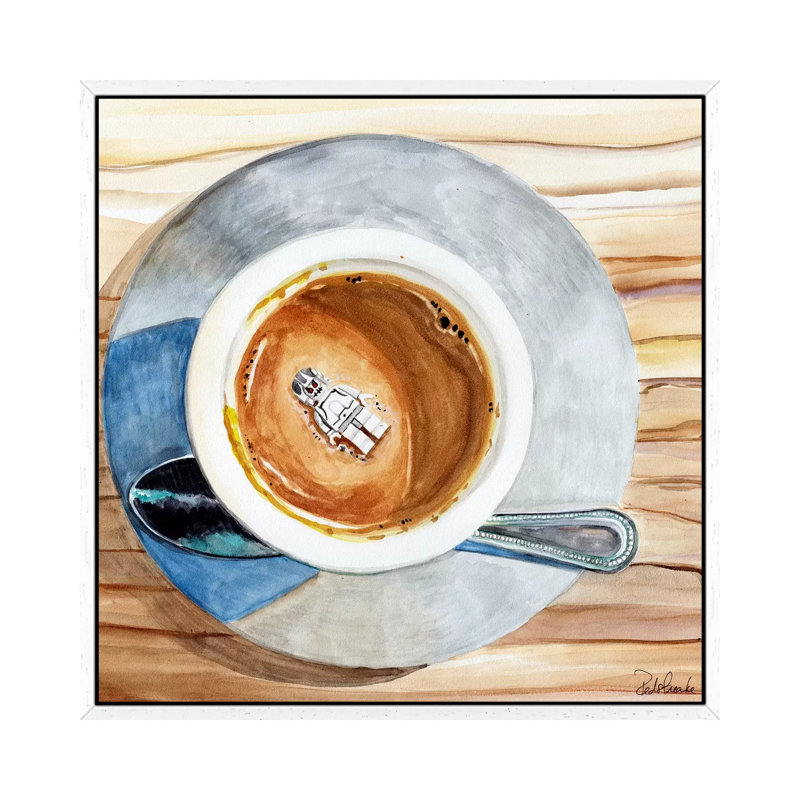 Happy Death by Coffee by Jennifer Redstreake - 1 Piece Painting on Canvas, 45.72 cm H x 45.72 cm W, White Framed