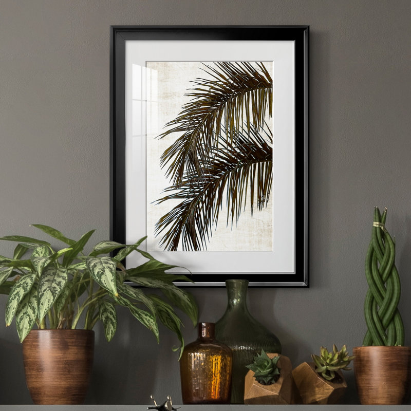Palmier II - peinture encadrée, Noir, H 18,5 po x l 24,5 po x P 1,5 po