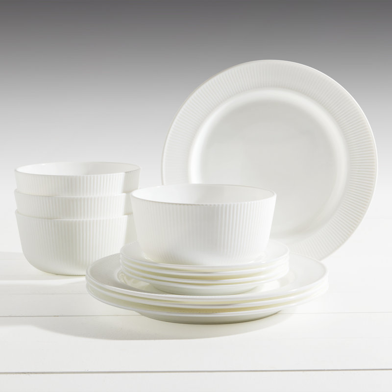  12-Piece Opal Glass Texture Dinnerware Set, Texture