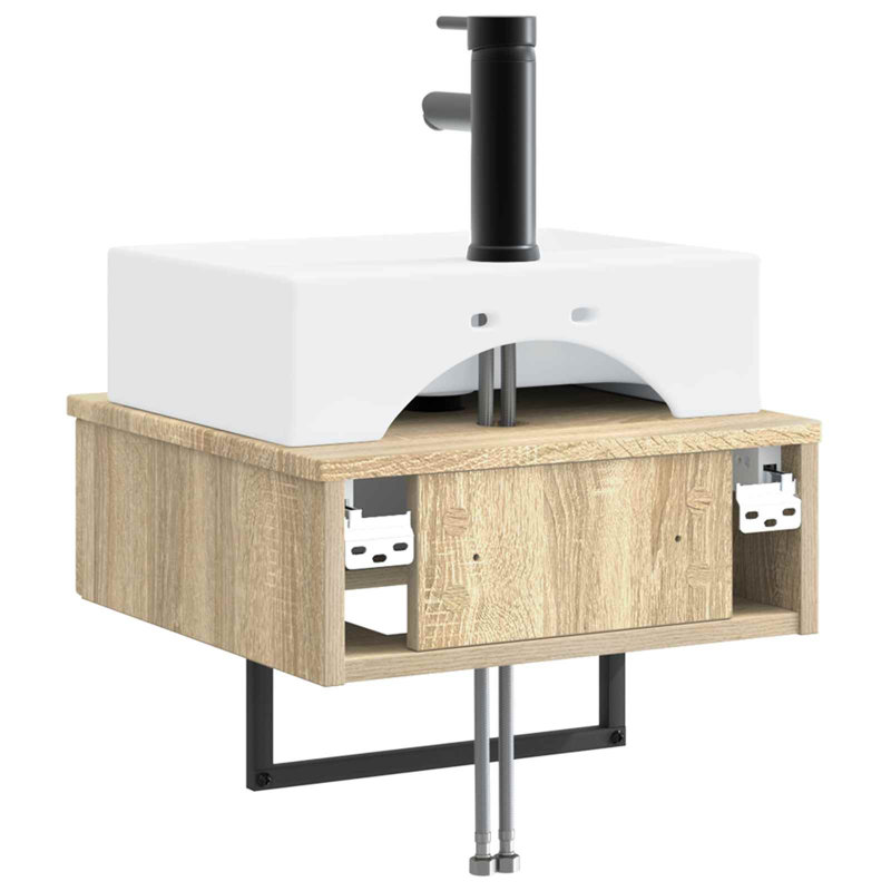 Single Bathroom Vanity with Ceramic Basin, Sonoma Oak