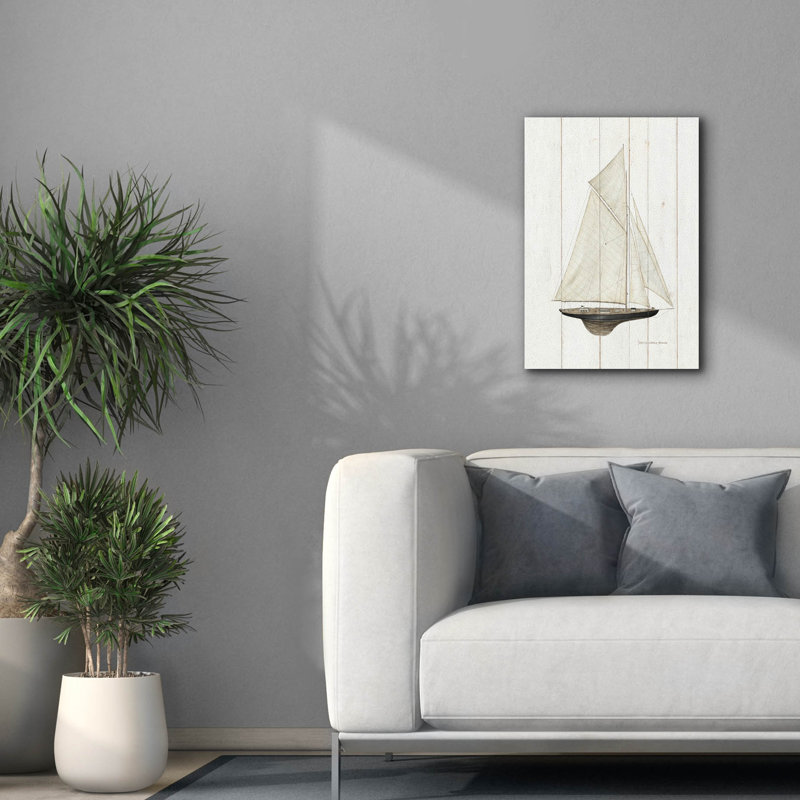 Art mural sur toile Breakwater Bay «Sailboat 1» par David Carter Brown, H 26 po x l 18 po x P 0,75 po