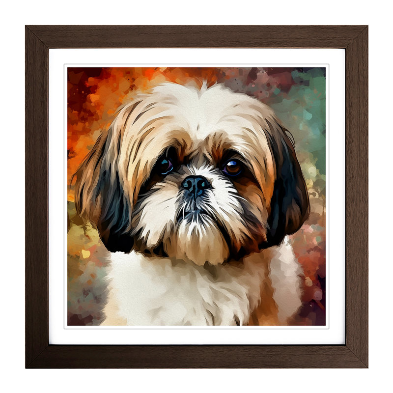 Shih Tzu Digital No.1 - Framed Print, Walnut