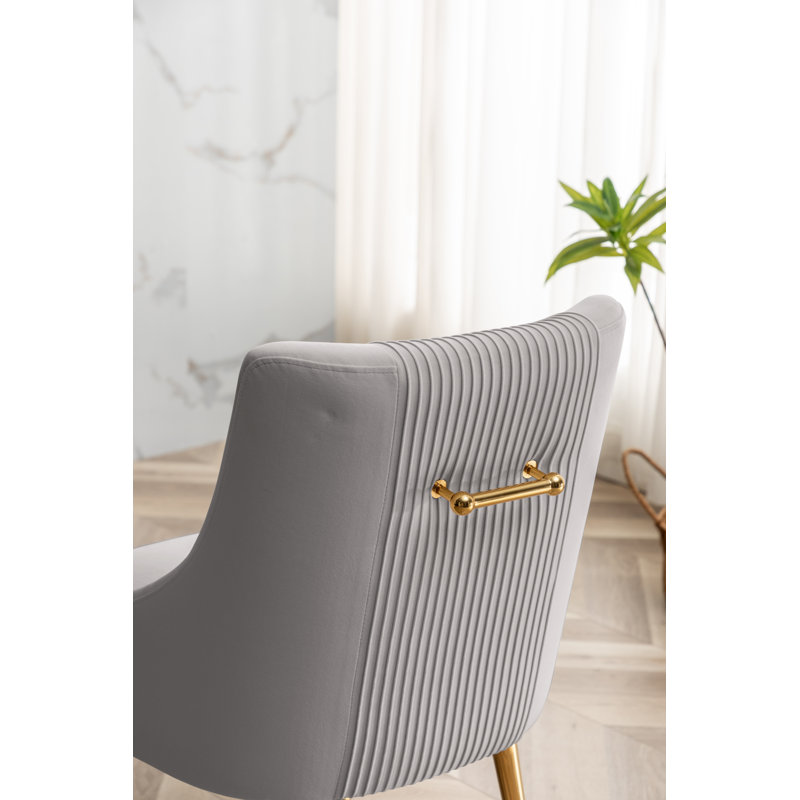 Elian 19.7'' H Velvet Upholstered Side Chair, Gray