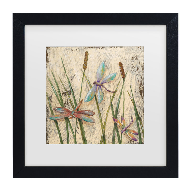 Jade Reynolds, «Dancing Dragonflies I», art encadré mat, Noir, H 13 po x l 13 po x P 0,75 po