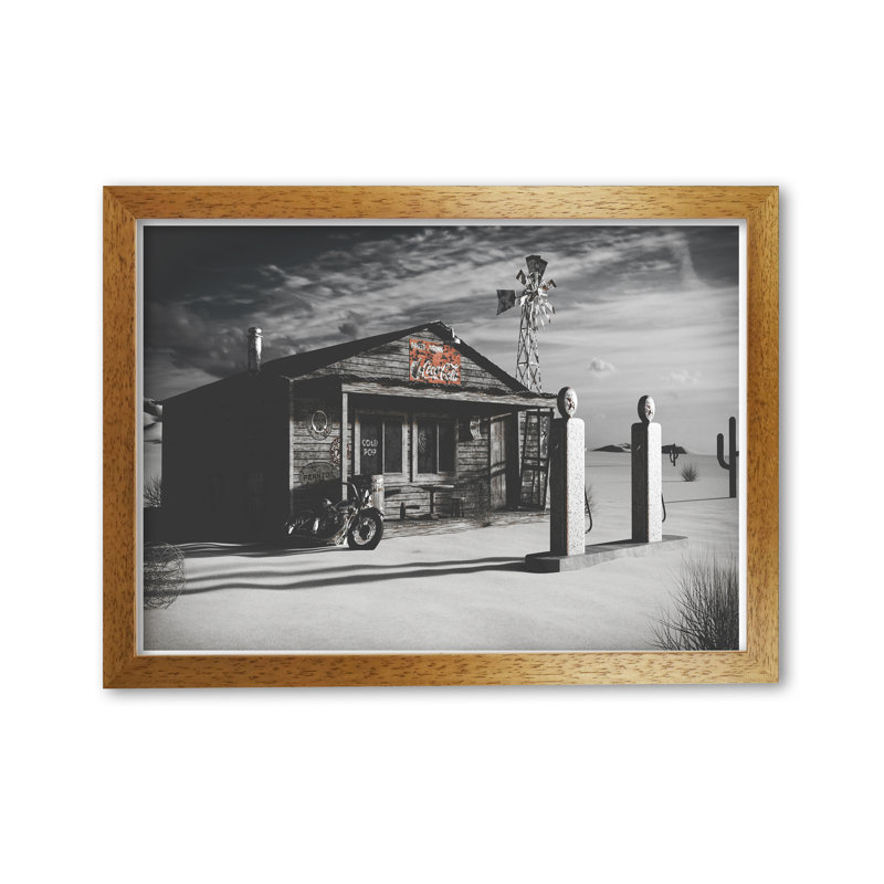 Texas Store Coca Cola - Print, 42 cm H x 30 cm W x 5 cm D, Honey Oak Frame