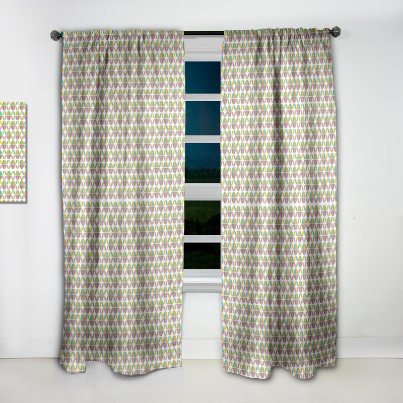 Panneau de rideau simple occultant rétro à motif géométrique Mid-Century, L 52 po x L 108 po