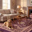 Tapis Canyon2 traditionnel persan audacieux, de couleur or, rose, gris, ivoire, lavable à la machine, antidérapant, à poils courts, pour l'intérieur et l'extérieur, adapté aux animaux domestiques, idéal pour le salon, la chambre, la salle à manger, l'entrée, le couloir ou le bureau.-107264641