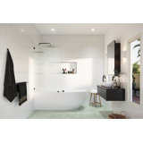 Aurora 34 in. x 58.25 in. Frameless Fluted Radius Single Fixed Bath Panel