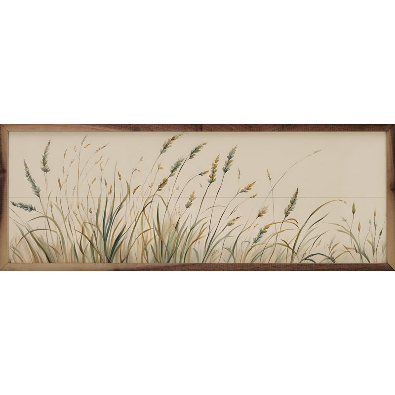 Simple champ verdoyant encadré sur bois, H 16 po x l 48 po