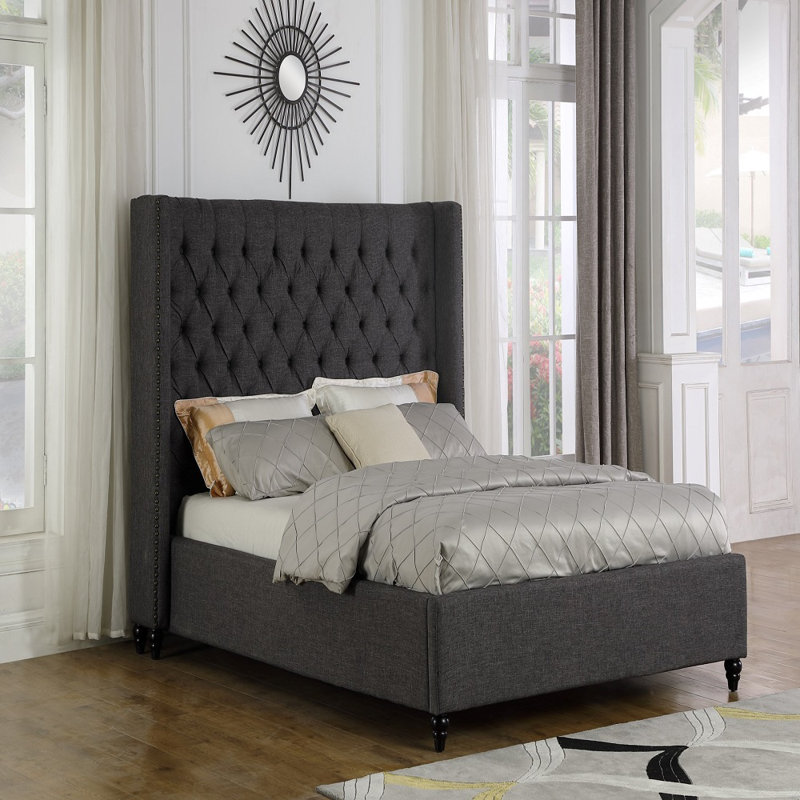 Lit plateforme Devola, Très grand, gris
