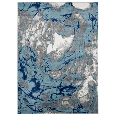 Tapis bleu / gris / ivoire Devola