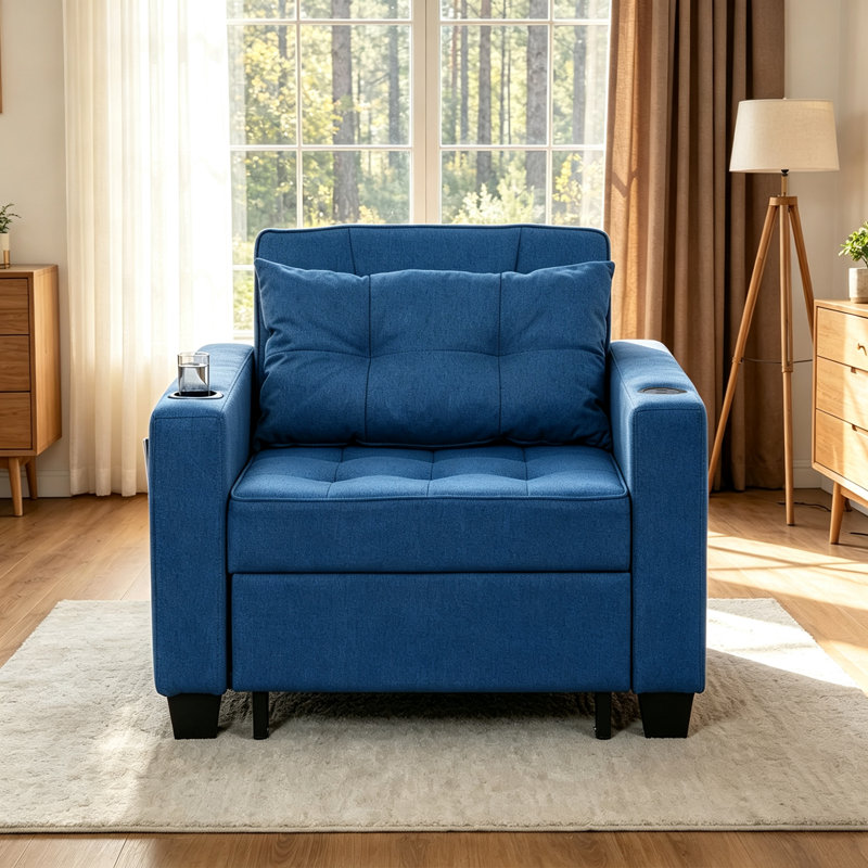 Fauteuil d'appoint à dossier convertible simple Marcio, null